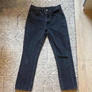 Denim Forum Dillon High Rise Slim Jeans in Washed Black